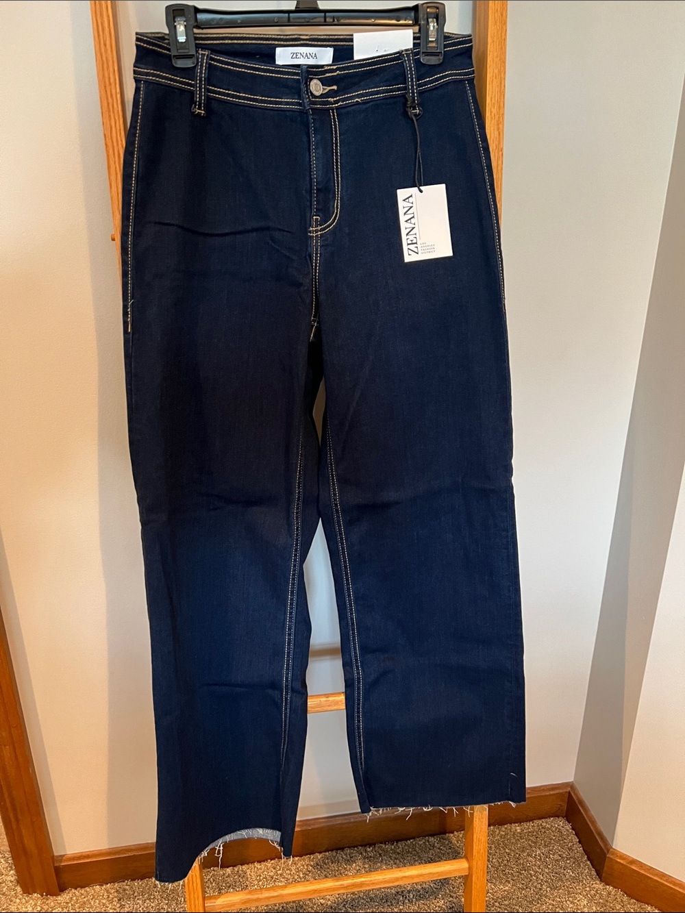 Zenana Outfitters Dark Indigo Straight Crop Jeans
